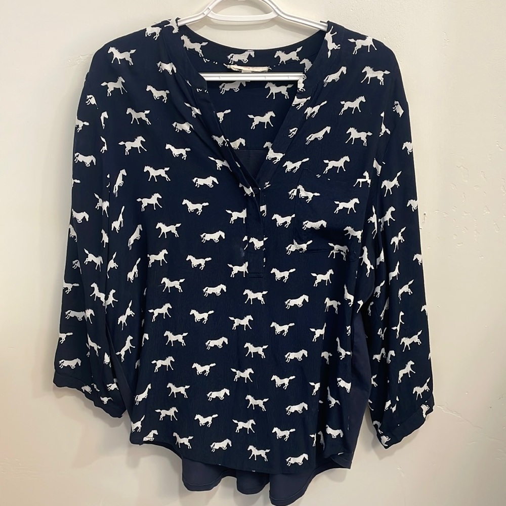Anthropology Porridge Horse‎ Patterned Top XL